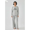 MARSiLYAN- Kadın Gri Manifest Oversize 2 İplik Eşofman Ev Giyim Takımı