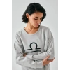 MARSiLYAN- Kadın Gri Terazi Burcu Oversize 2 İplik Eşofman Ev Giyim Takımı