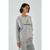 MARSiLYAN- Kadın Gri Yay Burcu Oversize 2 İplik Eşofman Ev Giyim Takımı