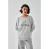 MARSiLYAN- Kadın Gri Yay Burcu Oversize 2 İplik Eşofman Ev Giyim Takımı