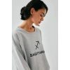 MARSiLYAN- Kadın Gri Yay Burcu Oversize 2 İplik Eşofman Ev Giyim Takımı