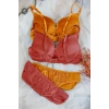 MARSiLYAN- Kadın Hardal Ve Kiremit Rengi Dolgulu Balenli Sütyen Külot 2li Paket
