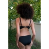 MARSiLYAN- Kadın İçi Boş Fiyonklu Kaplı Siyah Alt Üst Bikini Takım