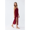 MARSiLYAN- Kadın İp Askılı Bordo Uzun Gecelik