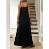 MARSiLYAN- Kadın Ip Askılı V şerit Yakalı Uzun Viskon Elbise