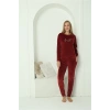 MARSiLYAN- Kadın Kadife Bordo Pijama Takım