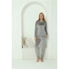 MARSiLYAN- Kadın Kadife Gri Pijama Takım