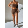 MARSiLYAN- Kadın Kahverengi Şortlu Kaşkorse Gecelik Takım