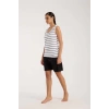 MARSiLYAN- Kadın Kalın Askılı Beyaz Şortlu Pijama Takımı