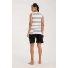 MARSiLYAN- Kadın Kalın Askılı Beyaz Şortlu Pijama Takımı