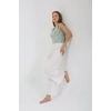MARSiLYAN- Kadın Kalın Askılı Body Bol Paça Pantolon 2`li Takım Beyaz