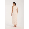 MARSiLYAN- Kadın Kalın Askılı Yırtmaçlı Uzun Pudra Gecelik