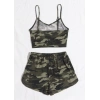 MARSiLYAN- Kadın Kamuflaj Desenli Askılı Crop Top ve Şortlu Gecelik Takım