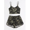 MARSiLYAN- Kadın Kamuflaj Desenli Askılı Crop Top ve Şortlu Gecelik Takım
