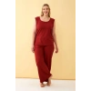 MARSiLYAN- Kadın Kiremit Büyük Beden Penye Alt Üst Takım