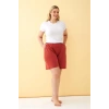 MARSiLYAN- Kadın Kiremit Rengi Rahat Kalıp Cepli Şort
