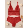 MARSiLYAN- Kadın Kırmızı Dantel Bralet Şort Takımı – Tutkulu ve Çekici İç Giyim