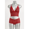 MARSiLYAN- Kadın Kırmızı Dantel Bralet Şort Takımı – Tutkulu ve Çekici İç Giyim
