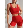 MARSiLYAN- Kadın Kırmızı Kalın Askılı Yüksek Bel Şortlu Gecelik Takımı