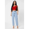 MARSiLYAN- Kadın Kırmızı Kare Yaka Crop Top Bluz