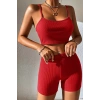 MARSiLYAN- Kadın Kırmızı Şortlu Kaşkorse Gecelik Takım