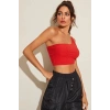 MARSiLYAN- Kadın Kırmızı Tek Omuz Crop Büstiyer