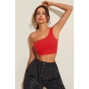 MARSiLYAN- Kadın Kırmızı Tek Omuz Crop Büstiyer