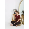 MARSiLYAN- Kadın Kısa Kol Pamuk Penye Pijama Takım Bordo