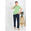MARSiLYAN- Kadın Kısa Kol Pamuk Penye Pijama Takım Fıstık Yeşili