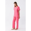 MARSiLYAN- Kadın Kısa Kol Pamuk Penye Pijama Takım Fuşya