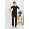 MARSiLYAN- Kadın Kısa Kol Pamuk Penye Pijama Takım Siyah