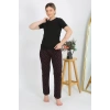 MARSiLYAN- Kadın Kısa Kol Pamuk Penye Pijama Takım Siyah