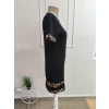 MARSiLYAN- Kadın Kısa Kollu Bisiklet Yaka Leopar şerit Detaylı Kısa Modal Elbise