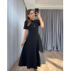 MARSiLYAN- Kadın Kısa Kollu Bisiklet Yaka Maksi Boy Ithal Krep Elbise