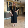 MARSiLYAN- Kadın Kısa Kollu Bisiklet Yaka Omuzdan Düğmeli Uzun Viskon Iki Iplik Elbise