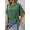MARSiLYAN- Kadın Kısa Kollu Bisiklet Yaka Yandan Bağcıklı Aerobin Bluz