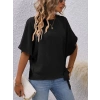 MARSiLYAN- Kadın Kısa Kollu Bisiklet Yaka Yandan Bağcıklı Aerobin Bluz