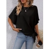 MARSiLYAN- Kadın Kısa Kollu Bisiklet Yaka Yandan Bağcıklı Aerobin Bluz