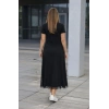 MARSiLYAN- Kadın Kısa Kollu Bisiklet Yaka Yandan Yırtmaçlı Dantel Detaylı Uzun Viskon Elbise