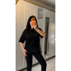 MARSiLYAN- Kadın Kısa Kollu Bisiklet Yakalı Dantel Detaylı Viskon Iki Iplik Bluz