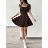 MARSiLYAN- Kadın Kısa Kollu Kare Yaka Short Detaylı Cepli Dalgıç Elbise