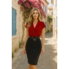 MARSiLYAN- Kadın Kısa Kollu Kruvaze Yaka Krep Elbise (Kemersiz)