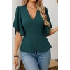 MARSiLYAN- Kadın Kısa Kollu önden Düğmeli Ithal Krep Bluz