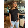 MARSiLYAN- Kadın Kısa Kollu Tek Omuzu Açık Büzgülü Viskon Bluz
