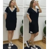 MARSiLYAN- Kadın Kısa Kollu V Yaka Ribana Detaylı Cepli Dizüstü Viskon Elbise