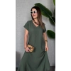 MARSiLYAN- Kadın Kısa Kollu V Yaka Salaş Maxi Boy Elbise