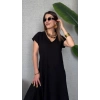 MARSiLYAN- Kadın Kısa Kollu V Yaka Salaş Maxi Boy Elbise