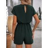 MARSiLYAN- Kadın Kısa Kollu V Yakalı Beli Lastikli Kısa Ithal Krep Tulum