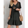 MARSiLYAN- Kadın Kısa Kollu V Yakalı Fırfırlı Bürümcük Elbise