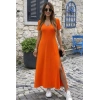 MARSiLYAN- Kadın Kısa Kollu V Yakalı Maksi Boy Viskon Elbise